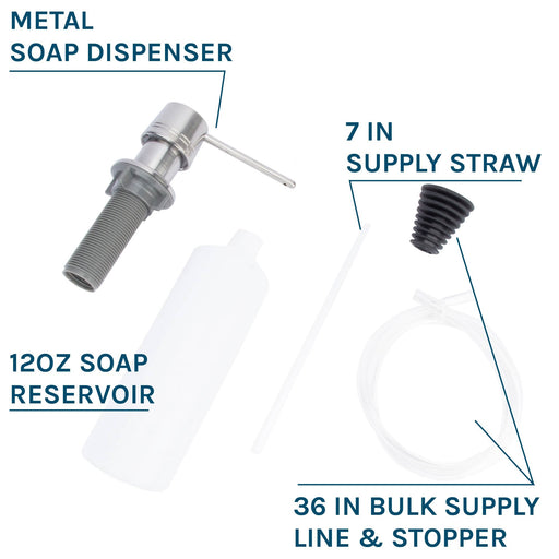 Utility Sink Laundry Tub Soap Dispenser (Stainless Steel Finish) Bathroom Fixture - Side View