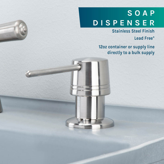 Utility Sink Laundry Tub Soap Dispenser (Stainless Steel Finish) Bathroom Fixture - Detail View