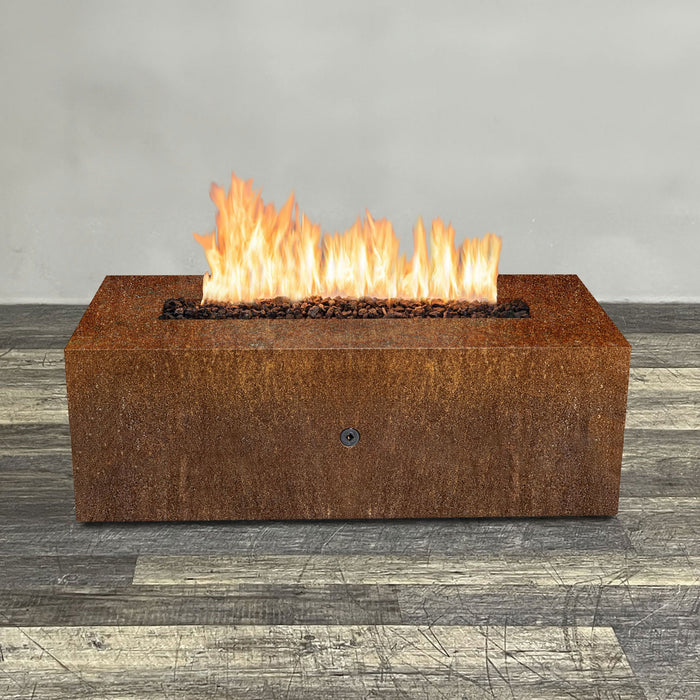 Starfire Designs Metal Gravity 60" x 24" Linear Corten Steel Gas Fire Pit with Propane Tank Access Door Starfire Designs