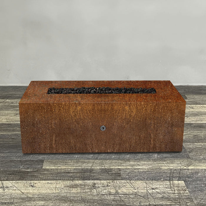Starfire Designs Metal Gravity 60" x 24" Linear Corten Steel Gas Fire Pit with Propane Tank Access Door Starfire Designs