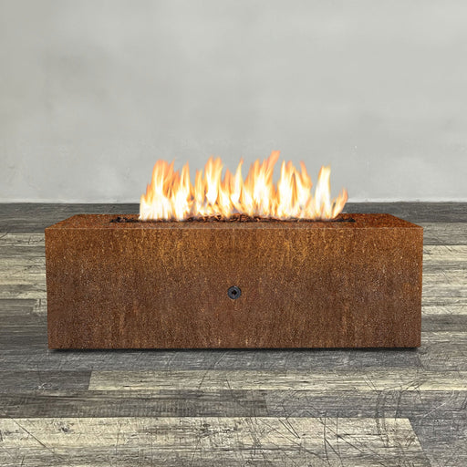 Starfire Designs Metal Gravity 60" x 24" Linear Corten Steel Gas Fire Pit with Propane Tank Access Door Starfire Designs
