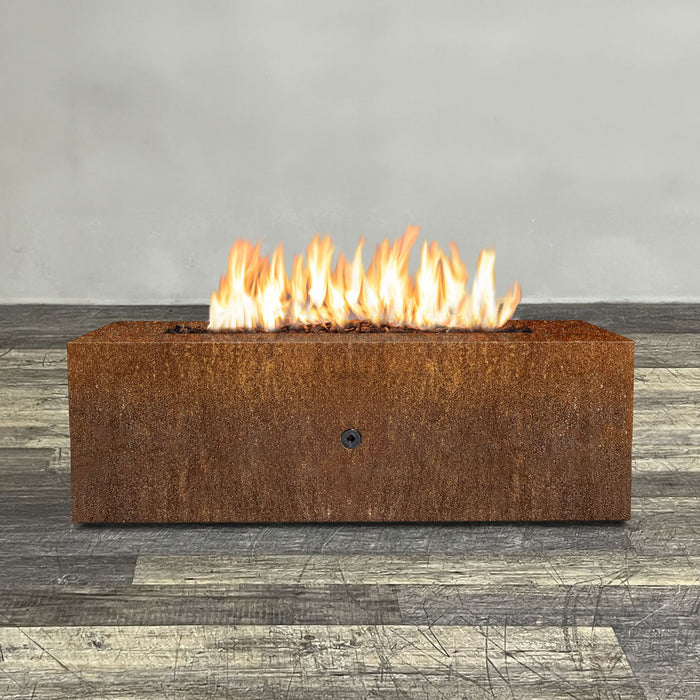 Starfire Designs Metal Gravity 60" x 24" Linear Corten Steel Gas Fire Pit with Propane Tank Access Door Starfire Designs