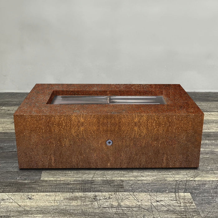 Starfire Designs Metal Gravity 60" x 32" Rectangle Corten Steel Gas Fire Pit with Propane Tank Access Door Starfire Designs