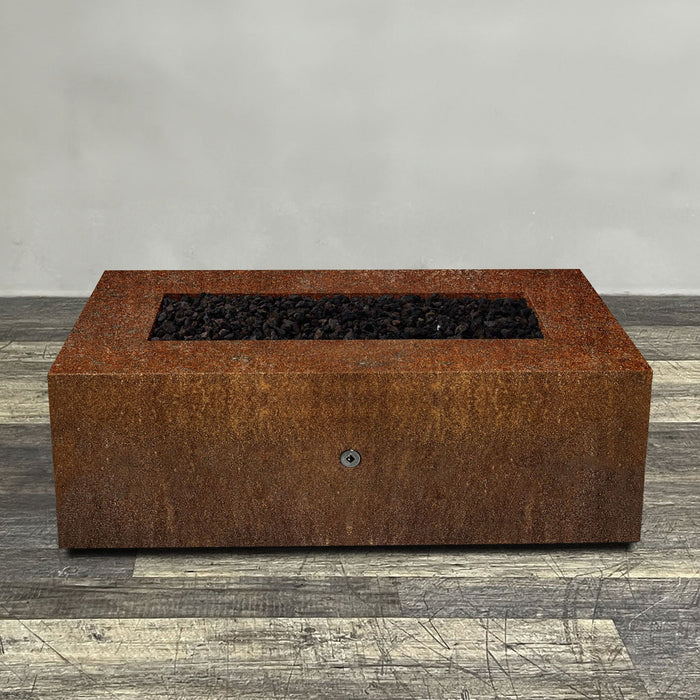 Starfire Designs Metal Gravity 60" x 32" Rectangle Corten Steel Gas Fire Pit with Propane Tank Access Door Starfire Designs