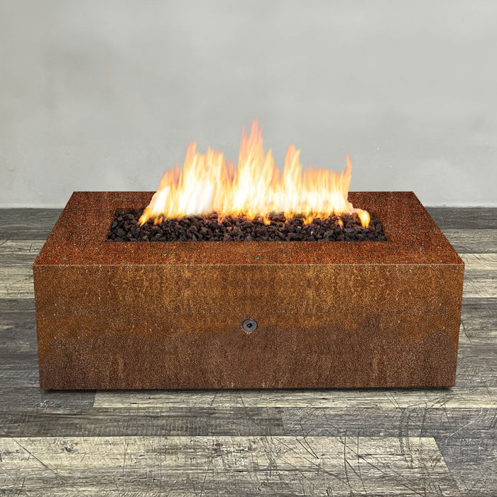 Starfire Designs Metal Gravity 60" x 32" Rectangle Corten Steel Gas Fire Pit with Propane Tank Access Door Starfire Designs