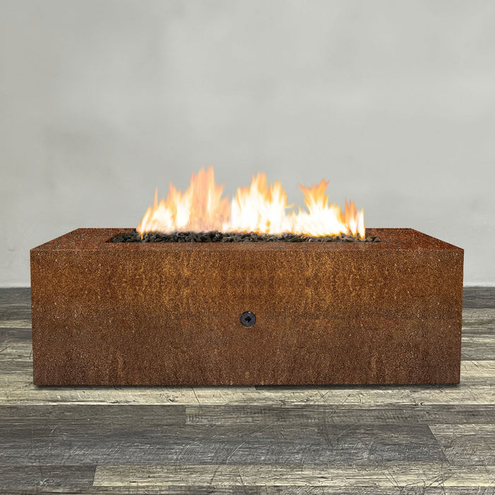 Starfire Designs Metal Gravity 60" x 32" Rectangle Corten Steel Gas Fire Pit with Propane Tank Access Door Starfire Designs