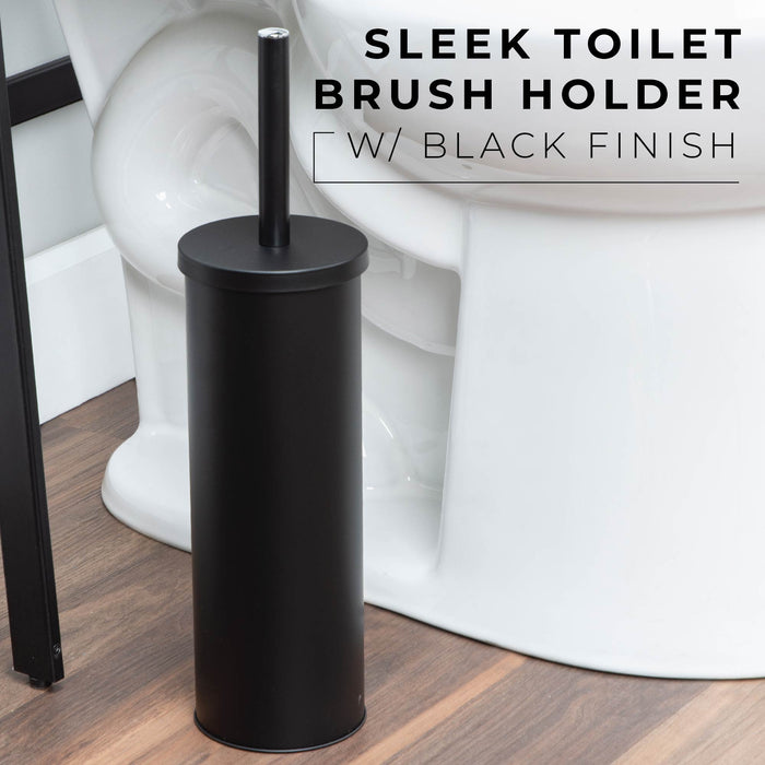 Utility Sink Toilet Brush and Holder (Matte Black Finish) Bathroom Fixture - Detail View