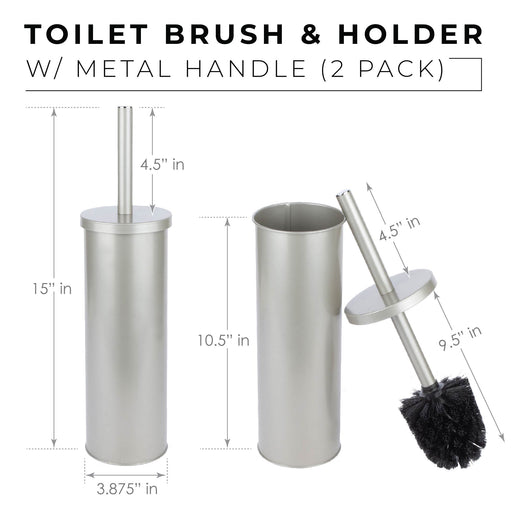 Utility Sink Toilet Brush and Holder, 2-Pack (Brushed Nickel Finish) Bathroom Fixture - Side View