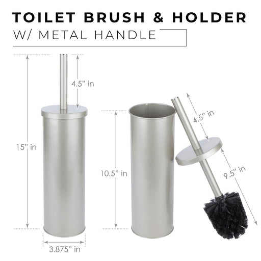 Utility Sink Toilet Brush and Holder (Brushed Nickel Finish) Bathroom Fixture - Side View