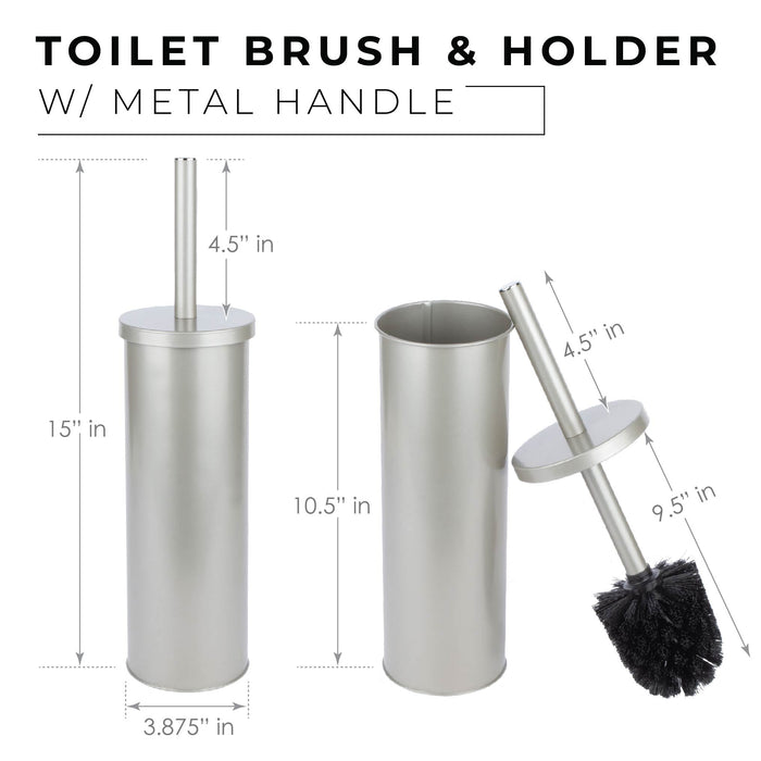Utility Sink Toilet Brush and Holder (Brushed Nickel Finish) Bathroom Fixture - Side View