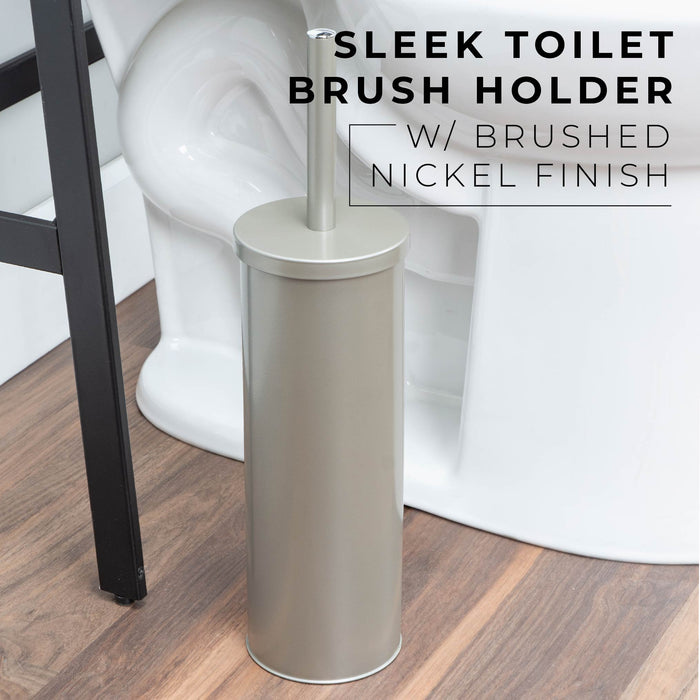 Utility Sink Toilet Brush and Holder (Brushed Nickel Finish) Bathroom Fixture - Detail View