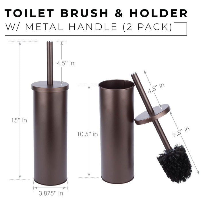 Utility Sink Toilet Brush and Holder, 2-Pack (Bronze Finish) Bathroom Fixture - Side View