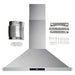 Cosmo 4-Piece Appliance Package - 30-Inch Gas Range, Wall Mount Range Hood, Dishwasher and Wine Cooler in Stainless Steel (COS-4PKG-096) Cosmo
