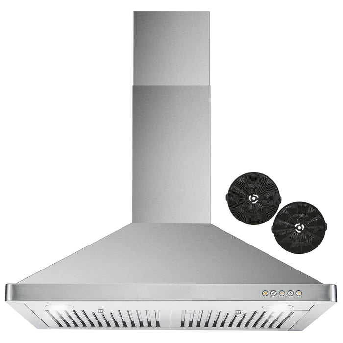 Cosmo 4-Piece Appliance Package - 30-Inch Dual Fuel Range, Wall Mount Range Hood, Dishwasher and Refrigerator in Stainless Steel (COS-4PKG-017) Cosmo