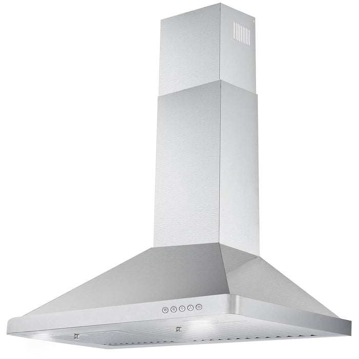 Cosmo 4-Piece Appliance Package - 30-Inch Dual Fuel Range, Wall Mount Range Hood, Dishwasher and Refrigerator in Stainless Steel (COS-4PKG-017) Cosmo