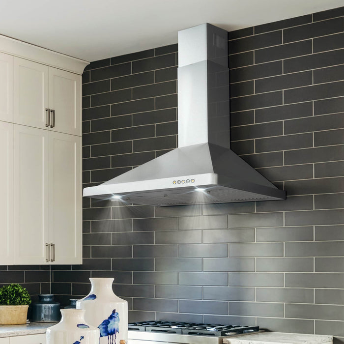 Cosmo 4-Piece Appliance Package - 36-Inch Dual Fuel Range, Wall Mount Range Hood, Dishwasher and Refrigerator in Stainless Steel (COS-4PKG-022) Cosmo