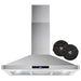 Cosmo 4-Piece Appliance Package - 36-Inch Dual Fuel Range, Wall Mount Range Hood, Dishwasher and Refrigerator with Water Dispenser in Stainless Steel (COS-4PKG-673) Cosmo