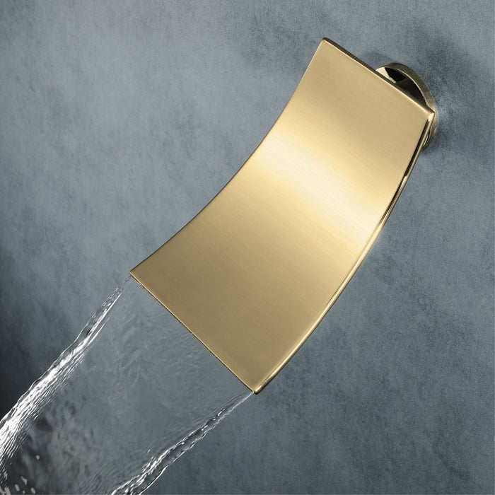 wonderland shower inc Waterfall Wall-mount pressure balance Bath Tub Filler Faucet Brushed Gold - Side View