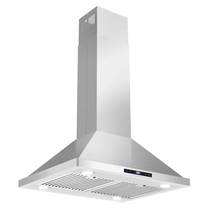 Cosmo 4-Piece Appliance Package - 30-Inch Gas Range, Island Mount Range Hood, Dishwasher and Refrigerator with Water Dispenser in Stainless Steel (COS-4PKG-694) Cosmo