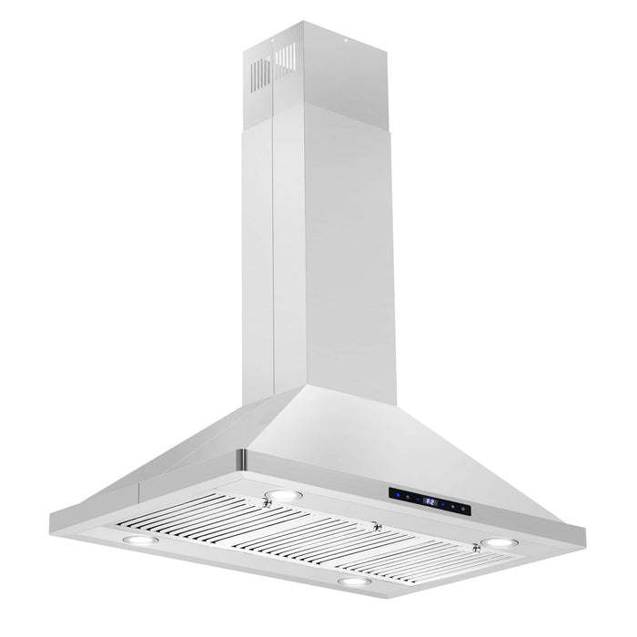 Cosmo 4 - Piece Appliance Package - 36-Inch Gas Range, Island Range Hood, Dishwasher and Refrigerator in Stainless Steel (COS-4PKG-120) Cosmo