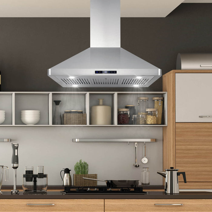 Cosmo 4 - Piece Appliance Package - 36-Inch Gas Range, Island Range Hood, Dishwasher and Refrigerator in Stainless Steel (COS-4PKG-120) Cosmo