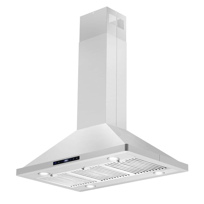 Cosmo 4 - Piece Appliance Package - 36-Inch Gas Range, Island Range Hood, Dishwasher and Refrigerator in Stainless Steel (COS-4PKG-120) Cosmo