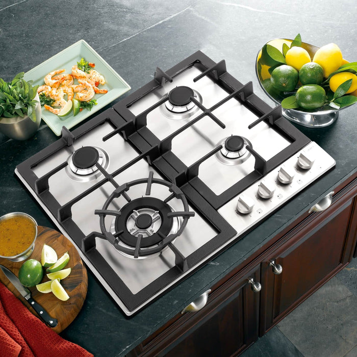 Cosmo 24-Inch Gas Cooktop with 4 Burners in Stainless Steel (COS-640STX-E) Cosmo
