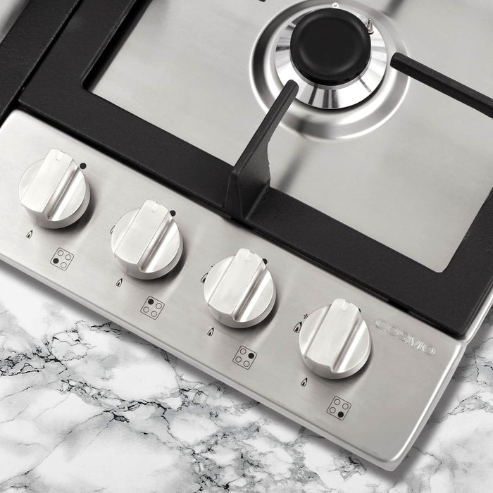 Cosmo 24-Inch Gas Cooktop with 4 Burners in Stainless Steel (COS-640STX-E) Cosmo