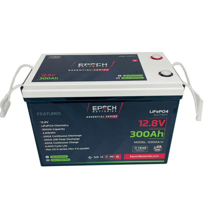 Epoch 12V 300Ah Essential Series LiFePO4 battery — front view