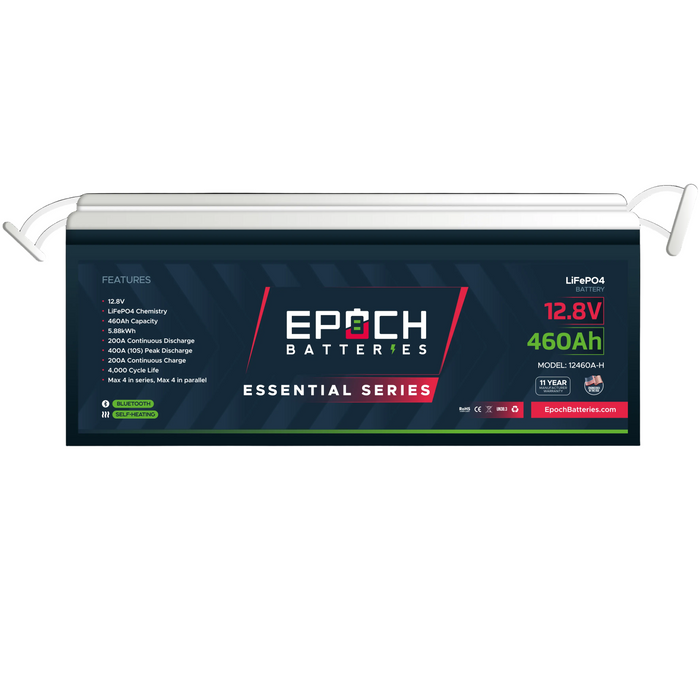 Epoch 12V 460Ah Essential Series LiFePO4 battery — front view