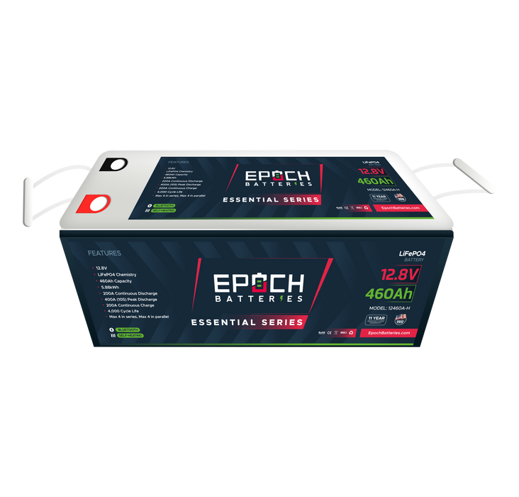 Epoch 12V 460Ah Essential Series LiFePO4 battery — dimensions and weight specifications