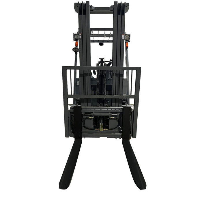 Xilin FB30R-197 4 wheel electric forklift fork and load detail