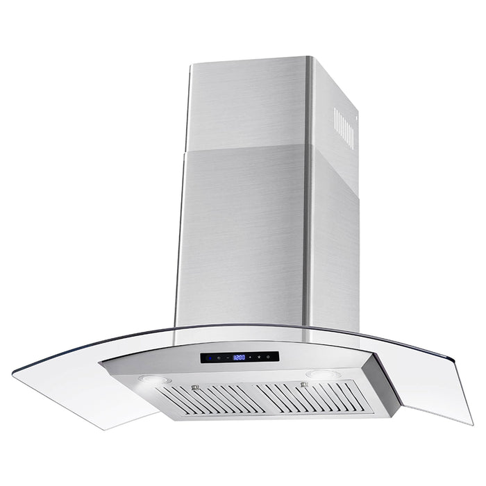 Cosmo 36-Inch 380 CFM Ductless Wall Mount Range Hood in Stainless Steel with Tempered Glass (COS-668AS900-DL) Cosmo
