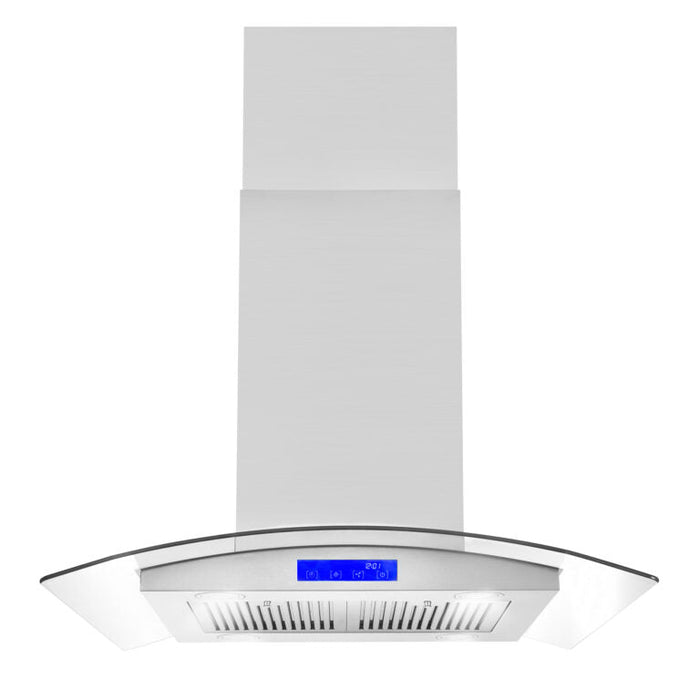 Cosmo 4-Piece Appliance Package - 30-Inch Dual Fuel Range, Island Range Hood, Dishwasher and Refrigerator in Stainless Steel (COS-4PKG-189) Cosmo