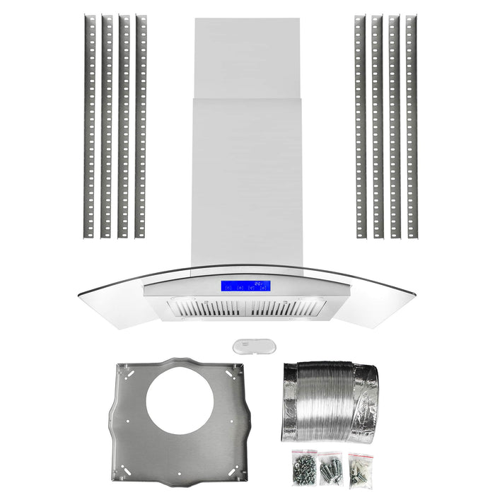 Cosmo 4 - Piece Appliance Package - 36-Inch 240V Dual Fuel Range 36-Inch Range Hood Dishwasher and Refrigerator (COS-4PKG-207) Cosmo
