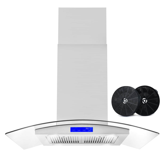 Cosmo 4-Piece Appliance Package - 36-Inch Dual Fuel Range, Island Range Hood, Dishwasher and Refrigerator in Stainless Steel (COS-4PKG-063) Cosmo