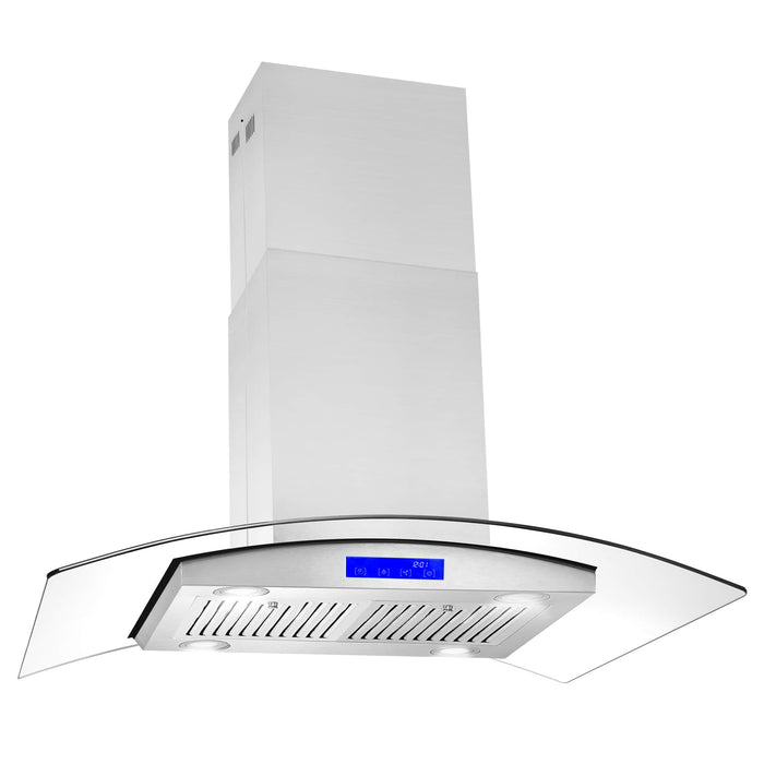 Cosmo 4-Piece Appliance Package - 36-Inch Dual Fuel Range, Island Range Hood, Dishwasher and Refrigerator in Stainless Steel (COS-4PKG-075) Cosmo