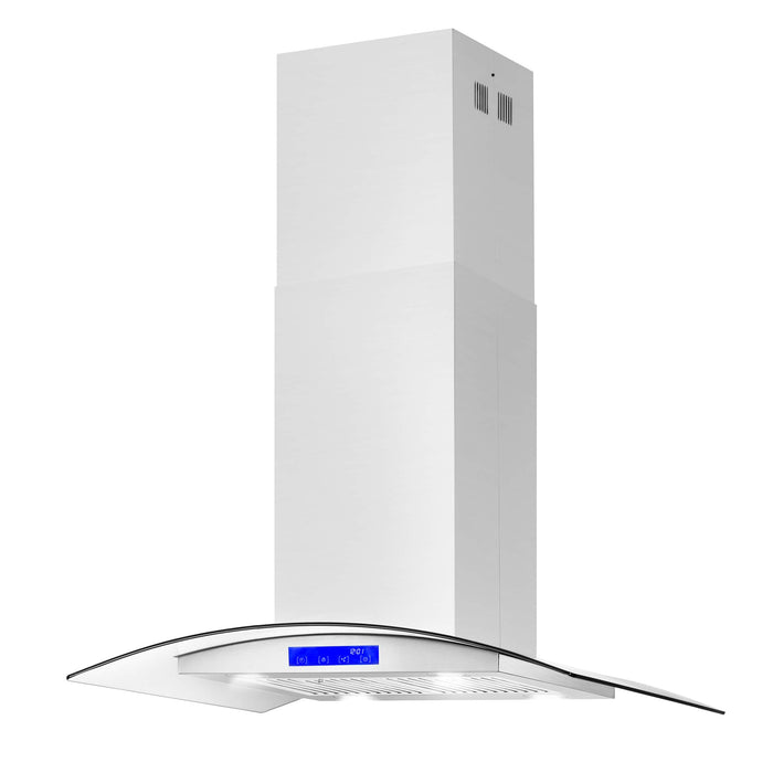 Cosmo 4-Piece Appliance Package - 36-Inch Dual Fuel Range, Island Range Hood, Dishwasher and Refrigerator in Stainless Steel (COS-4PKG-075) Cosmo