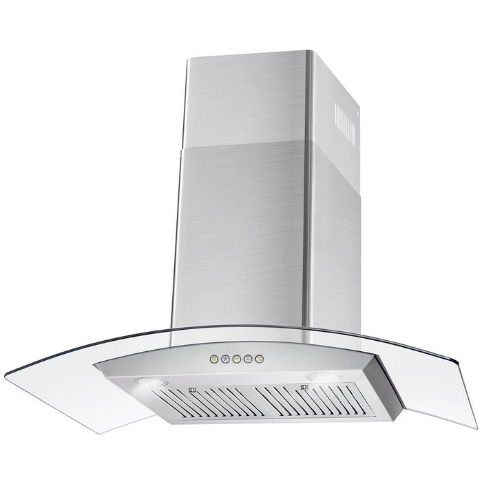 Cosmo 36-Inch 380 CFM Ductless Wall Mount Range Hood in Stainless Steel with Tempered Glass (COS-668WRC90-DL) Cosmo
