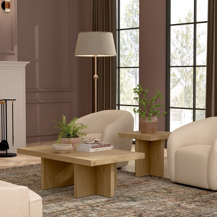 Alpine Furniture Cleo Donte Rectangular Coffee Table, Natural