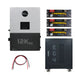 EG4 12kPV Compact Home Power System {BNDL-E0030} - EG4 12kPV Hybrid Inverter next to a closed EG4 3 Slot battery rack that has three LifePower4 V2 Batteries above it