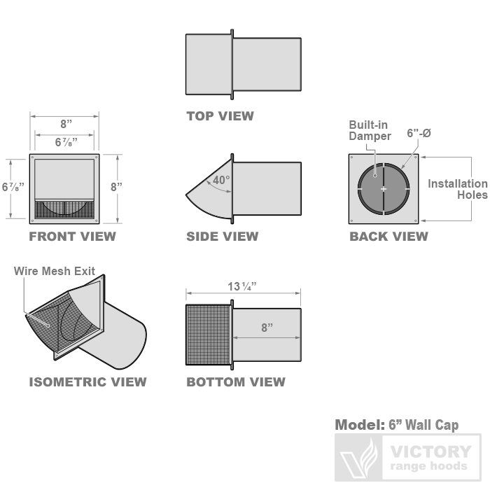 Metal Wall Cap - 6" Duct