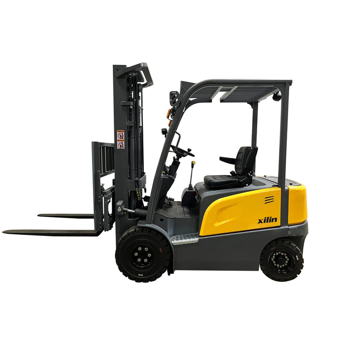 Xilin FB25R-Li-189HF 4 wheel electric forklift fork and load detail
