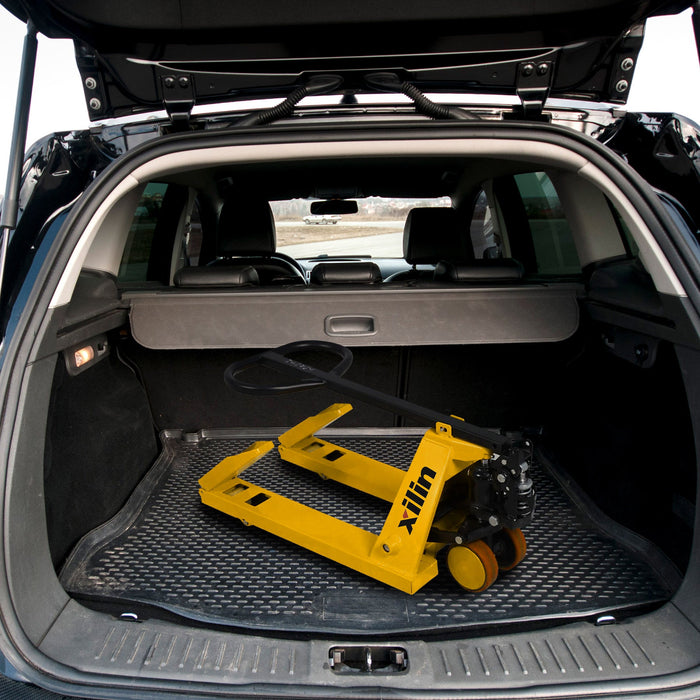 Xilin MF manual pallet jack fork and load detail