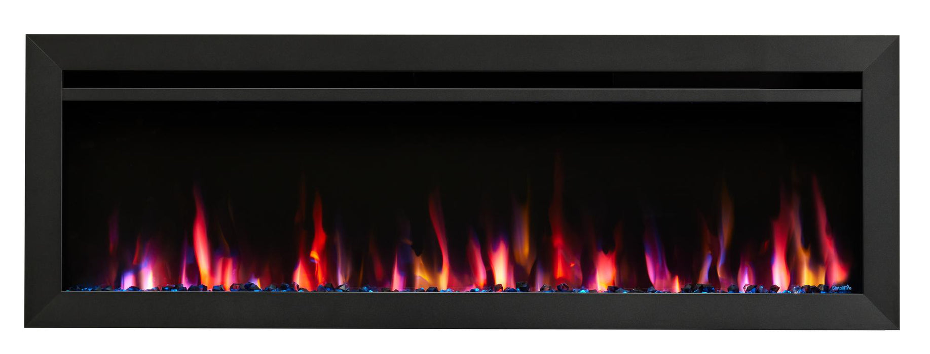 SimpliFire Allusion Slim with crystal media, petite logs and multi-color flames