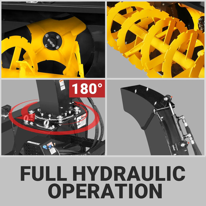 84" Hydraulic Skid Steer Snow Blower, 16–24 GPM, Hydraulic Chute Rotator & Deflector, 24" Impeller, SSB84H