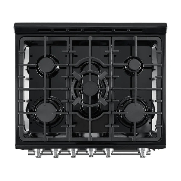 Forno Leonardo Espresso 30-Inch Gas Range in Black with Stainless Steel Handle (FFSGS1116-30BLK) FORNO