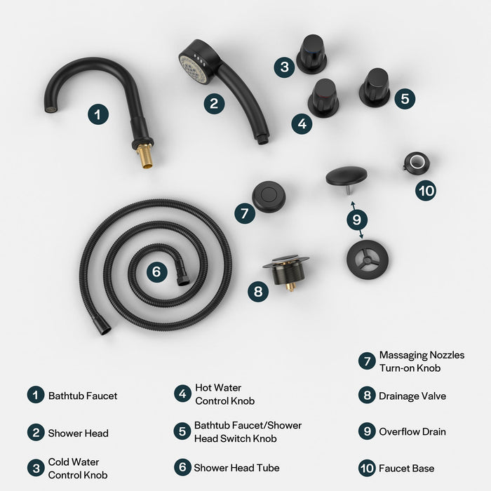 Empava Bathtub Faucet Fixtures For AIS Series Whirlpool Spa Tubs Empava