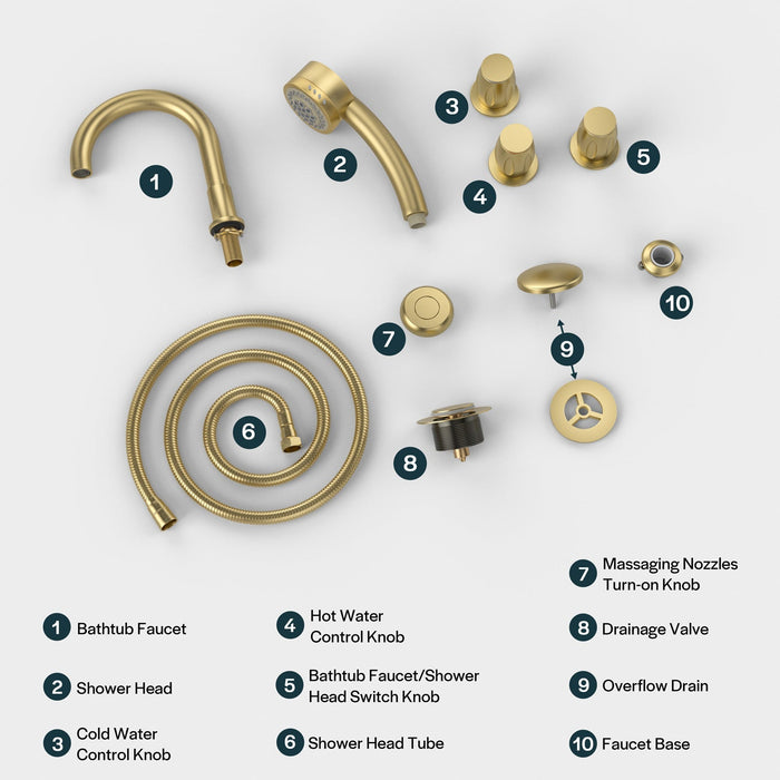 Empava Bathtub Faucet Fixtures For AIS Series Whirlpool Spa Tubs Empava