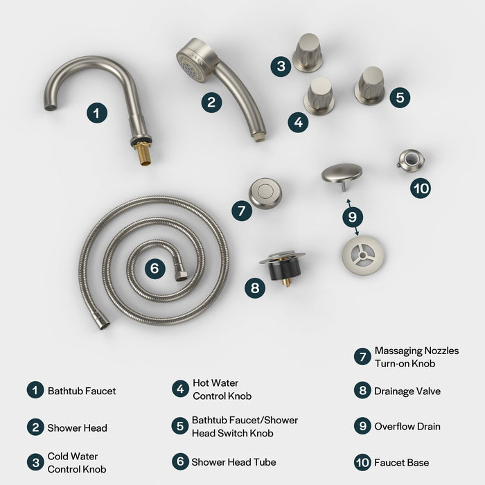 Empava Bathtub Faucet Fixtures For AIS Series Whirlpool Spa Tubs Empava